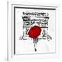 Inked Walk Away Red-OnRei-Framed Art Print