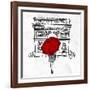 Inked Walk Away Red-OnRei-Framed Art Print