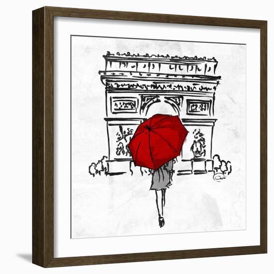 Inked Walk Away Red-OnRei-Framed Art Print