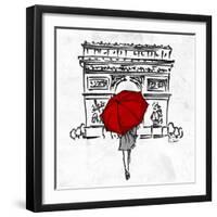 Inked Walk Away Red-OnRei-Framed Art Print