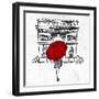 Inked Walk Away Red-OnRei-Framed Art Print