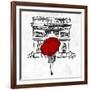 Inked Walk Away Red-OnRei-Framed Art Print