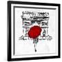 Inked Walk Away Red-OnRei-Framed Art Print