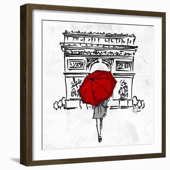 Inked Walk Away Red-OnRei-Framed Premium Giclee Print