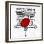 Inked Walk Away Red-OnRei-Framed Premium Giclee Print