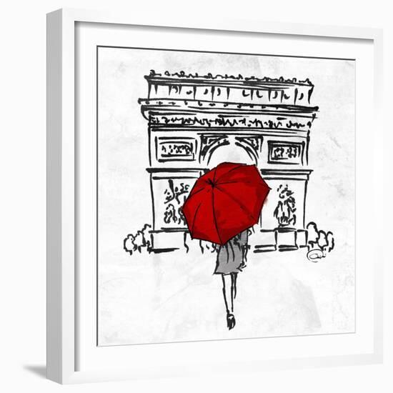 Inked Walk Away Red-OnRei-Framed Premium Giclee Print