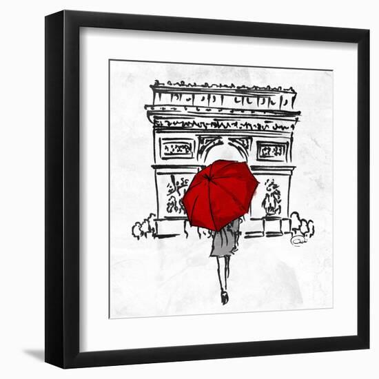 Inked Walk Away Red-OnRei-Framed Art Print