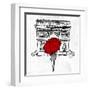 Inked Walk Away Red-OnRei-Framed Art Print