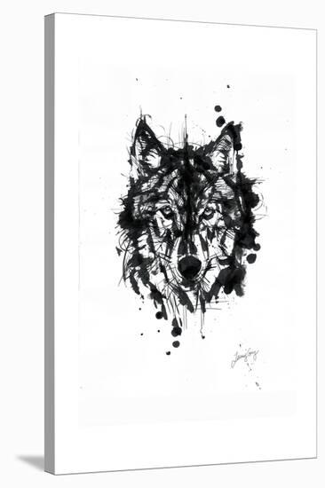 Inked Wolf-James Grey-Stretched Canvas