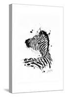 Inked Zebra-James Grey-Stretched Canvas