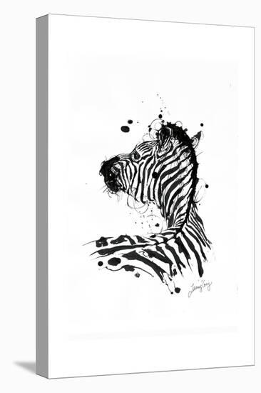 Inked Zebra-James Grey-Stretched Canvas