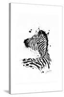 Inked Zebra-James Grey-Stretched Canvas