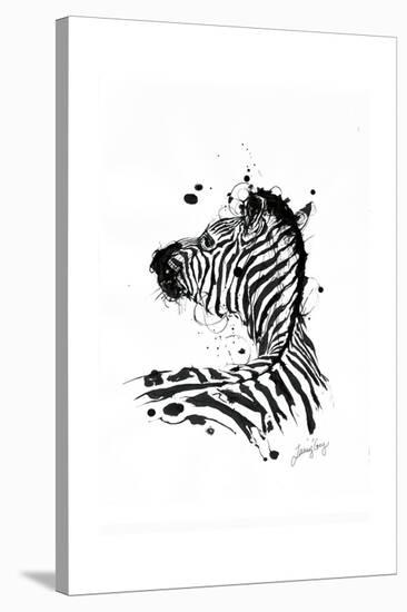 Inked Zebra-James Grey-Stretched Canvas