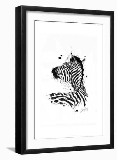 Inked Zebra-James Grey-Framed Art Print