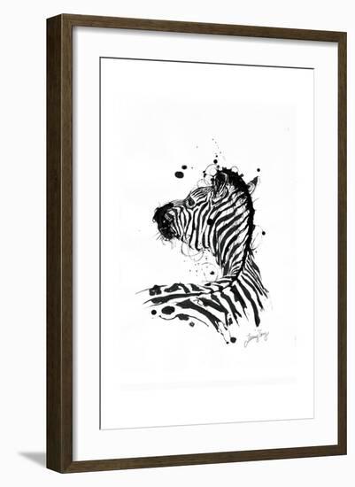 Inked Zebra-James Grey-Framed Art Print