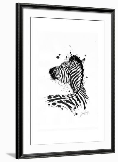 Inked Zebra-James Grey-Framed Art Print