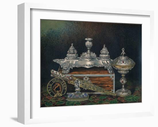 'Inkstand, Paper Weight, Hunting Knife or Dagger, Covered Tazza, Paper Weight', 1863-Robert Dudley-Framed Giclee Print