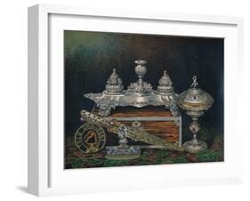 'Inkstand, Paper Weight, Hunting Knife or Dagger, Covered Tazza, Paper Weight', 1863-Robert Dudley-Framed Giclee Print