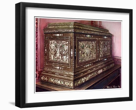 Inlaid Jewel Casket of Walnut Wood with Panelled Front, Sides and Top, 1910-Edwin Foley-Framed Giclee Print