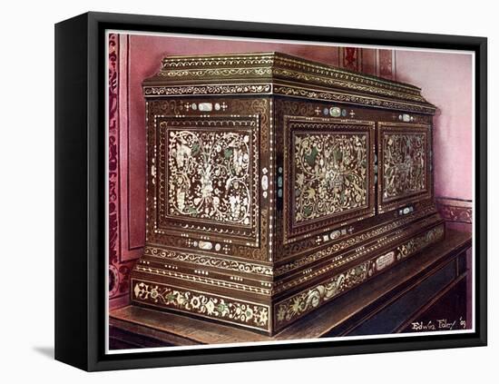 Inlaid Jewel Casket of Walnut Wood with Panelled Front, Sides and Top, 1910-Edwin Foley-Framed Stretched Canvas