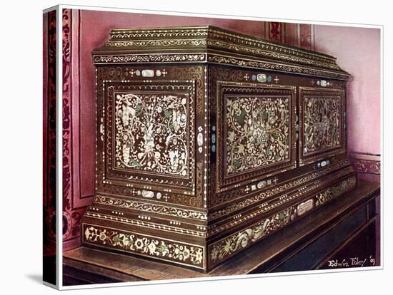 Inlaid Jewel Casket of Walnut Wood with Panelled Front, Sides and Top, 1910-Edwin Foley-Stretched Canvas