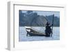 Inlay Lake, Shan State, Myanmar. Fisherman poles his canoe.-Tom Haseltine-Framed Photographic Print