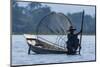 Inlay Lake, Shan State, Myanmar. Fisherman poles his canoe.-Tom Haseltine-Mounted Photographic Print