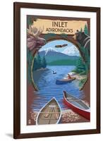 Inlet, New York - Adirondacks Canoe Scene-Lantern Press-Framed Art Print
