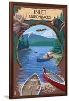 Inlet, New York - Adirondacks Canoe Scene-Lantern Press-Framed Art Print