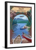 Inlet, New York - Adirondacks Canoe Scene-Lantern Press-Framed Art Print