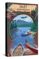 Inlet, New York - Adirondacks Canoe Scene-Lantern Press-Stretched Canvas