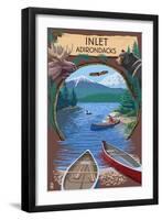 Inlet, New York - Adirondacks Canoe Scene-Lantern Press-Framed Art Print