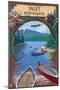 Inlet, New York - Adirondacks Canoe Scene-Lantern Press-Mounted Art Print