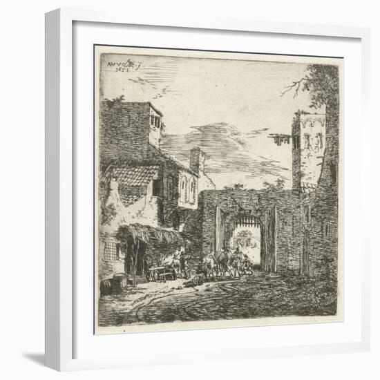 Inn at city gate, 1653-Adriaen van de Velde-Framed Giclee Print