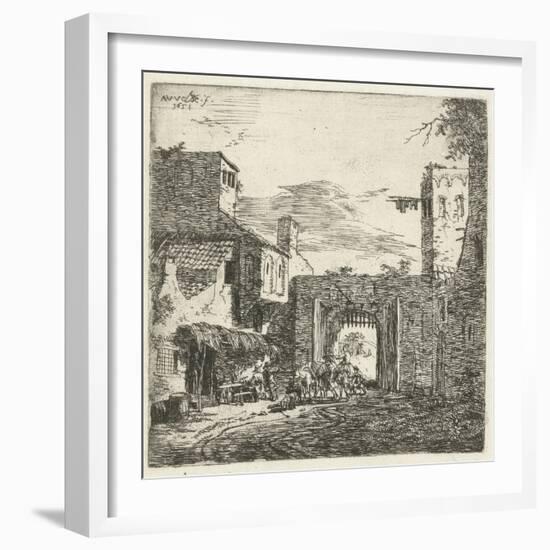 Inn at city gate, 1653-Adriaen van de Velde-Framed Giclee Print