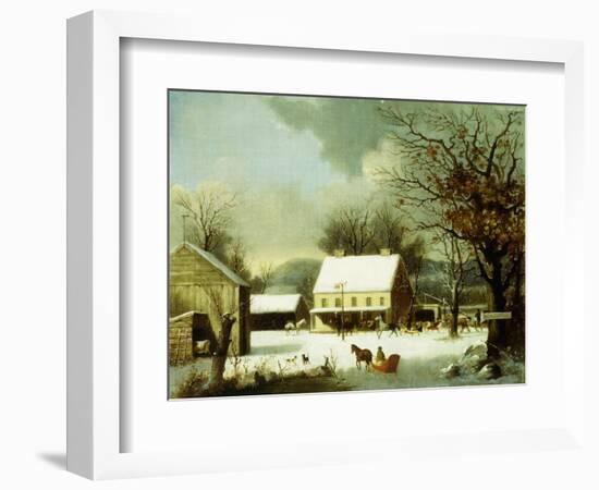 Inn Scene, Seven Miles to New Haven-George Henry Durrie-Framed Giclee Print