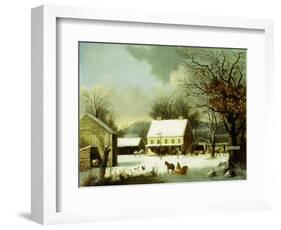 Inn Scene, Seven Miles to New Haven-George Henry Durrie-Framed Giclee Print