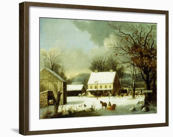 Inn Scene, Seven Miles to New Haven-George Henry Durrie-Framed Giclee Print