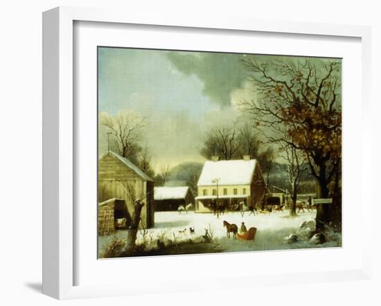 Inn Scene, Seven Miles to New Haven-George Henry Durrie-Framed Giclee Print