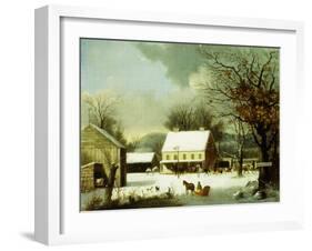 Inn Scene, Seven Miles to New Haven-George Henry Durrie-Framed Giclee Print