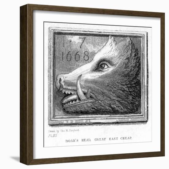 Inn Sign from the Boar's Head Tavern, Eastcheap, London, 19th Century-J Tingle-Framed Giclee Print