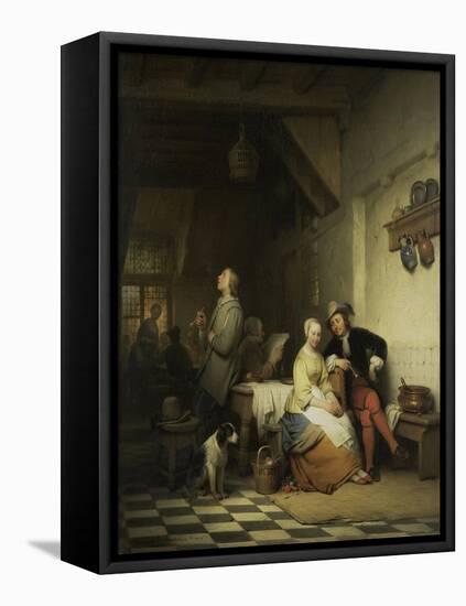 Inn with Figures-Ferdinand De Braekeleer-Framed Stretched Canvas