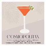 Cosmopolitan Cocktail in Martini Glass Garnished with Lime Twist. Summer Aperitif Recipe Retro Mini-Inna Miller-Framed Photographic Print