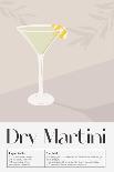 Dry Martini Cocktail in Glass with Ice and Stuffed Olives on Skewer. Summer Aperitif Recipe Retro E-Inna Miller-Photographic Print