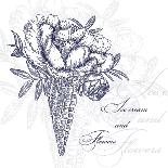 Vector Flowers in Waffle Cone. Bouquet of Peonies. Use this Illustration in Your Design.-Innakote-Art Print