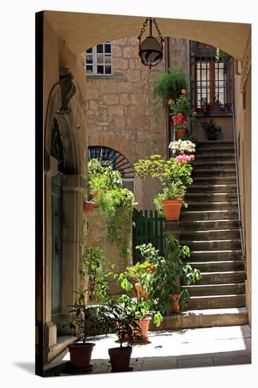 Inner Courtyard in the Old Town of Orvieto with Souvenir Shop, Orvieto, Italy-null-Stretched Canvas