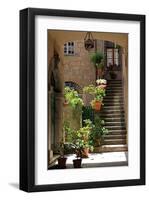 Inner Courtyard in the Old Town of Orvieto with Souvenir Shop, Orvieto, Italy-null-Framed Art Print