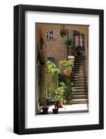 Inner Courtyard in the Old Town of Orvieto with Souvenir Shop, Orvieto, Italy-null-Framed Art Print