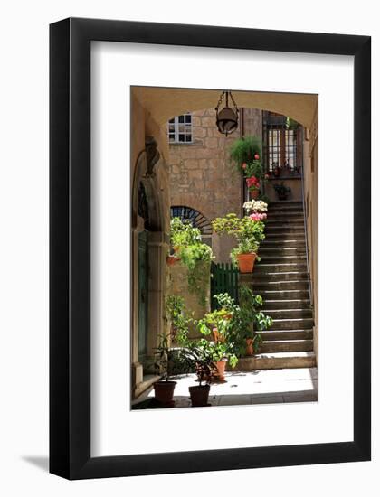 Inner Courtyard in the Old Town of Orvieto with Souvenir Shop, Orvieto, Italy-null-Framed Art Print