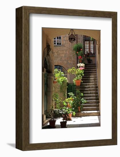 Inner Courtyard in the Old Town of Orvieto with Souvenir Shop, Orvieto, Italy-null-Framed Art Print